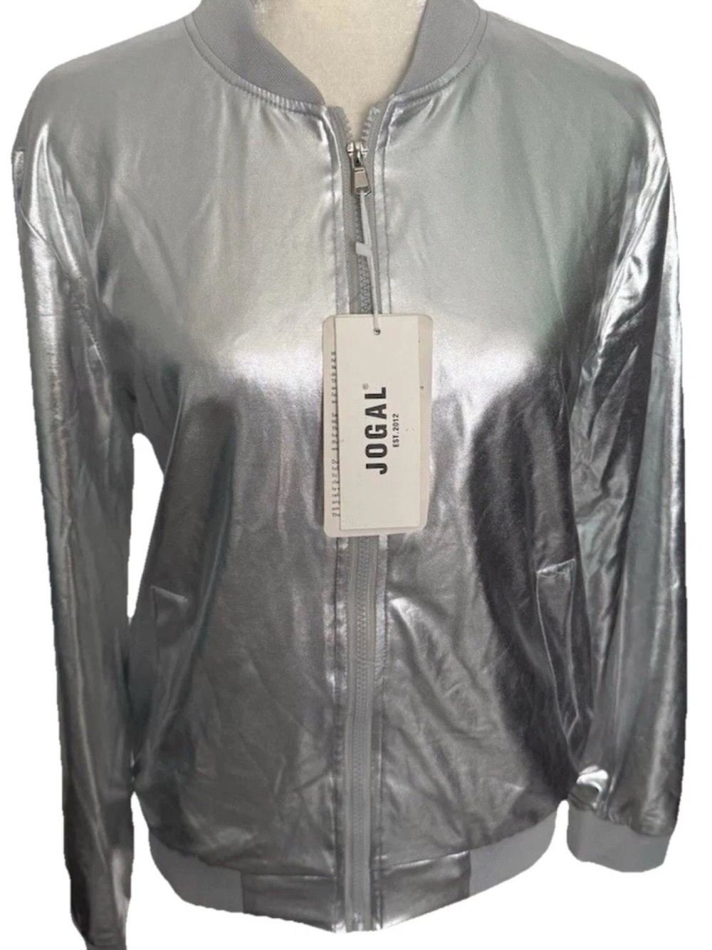 New Vintage Jogal Silver Metallic Lined Retro Jacket Unisex Size Medium
